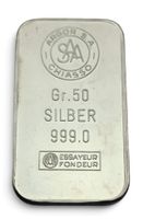 Argor SA Chiasso Silberbarren 50g Feinsilber 999 Vintage