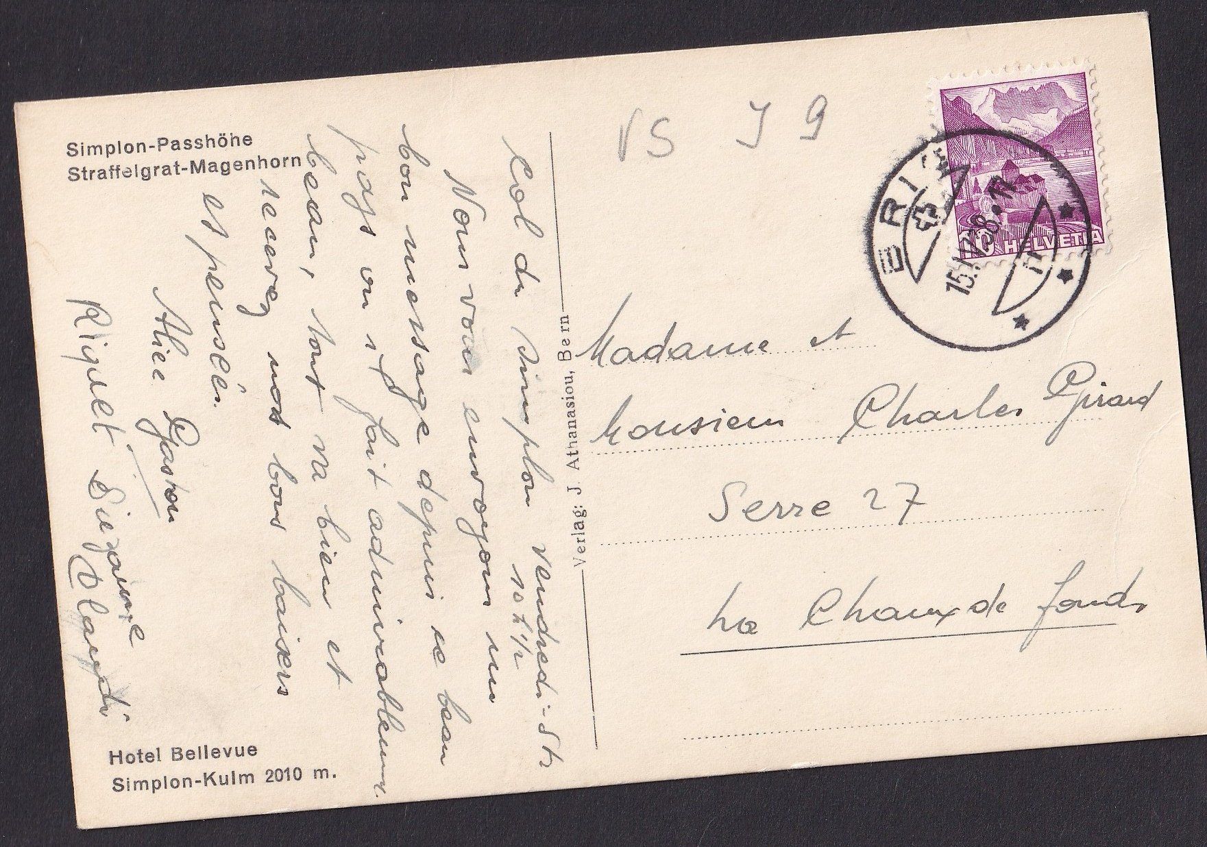 Cartoline postali: Simplon Passhöhe Straffelgrat - Magenhorn – Usato da Olten venduto da clotaldi 1