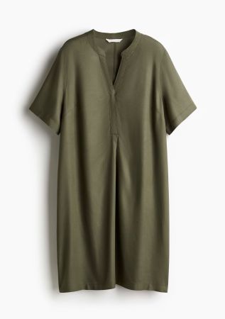 Tunikakleid V Ausschnitt H&M olivgrün