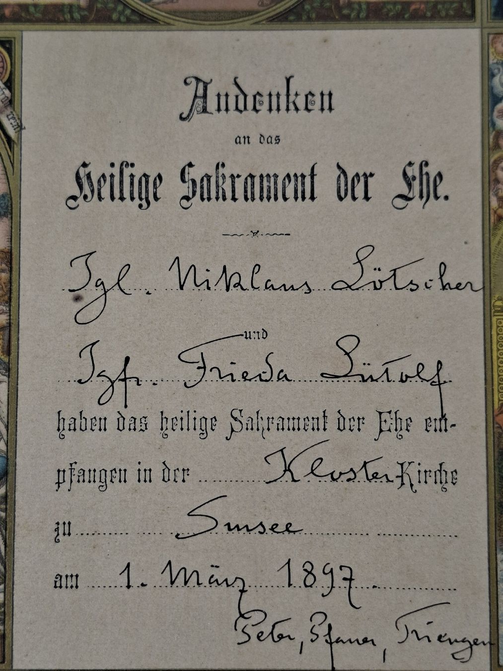 Libri: antikes Dokument, heilige Sakrament der Ehe, Susee 1897 – Usato da Grindelwald venduto da carro5 2