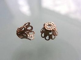 10 Perlkappen - Hütchen Altkupfer  5 mm