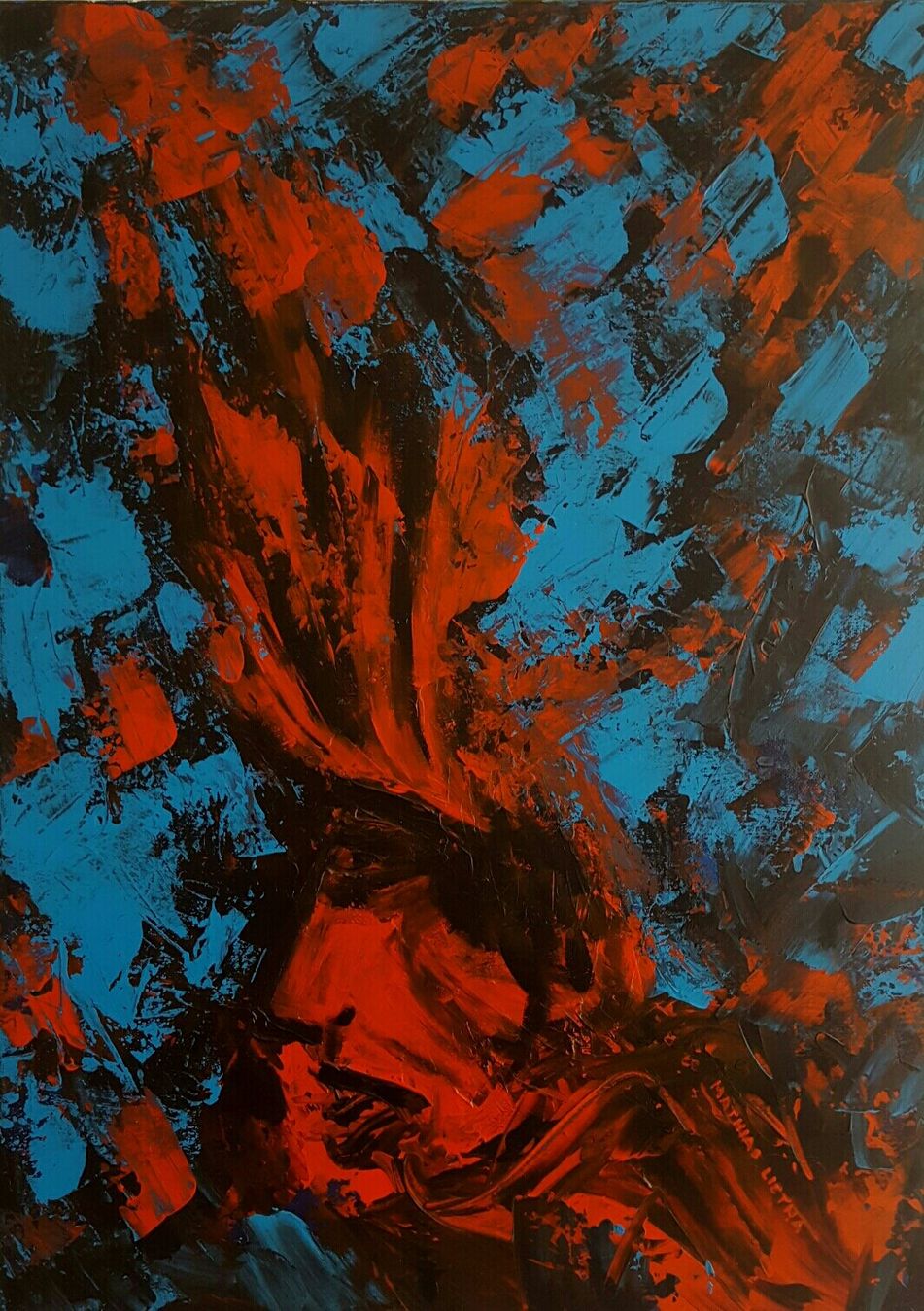 Gemälde: Gemälde - Der Indianer - Acryl auf Leinwand – Neu (gemäss Beschreibung) aus Männedorf von Bel-view