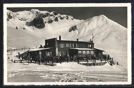 Davos, Parsenn-Skihütte mit Gästen im 