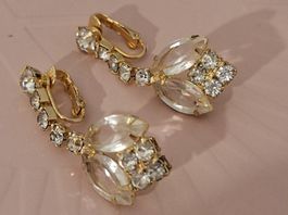 OHRCLIPSEN VINTAGE MIT GLAS STEINE VINTAGE