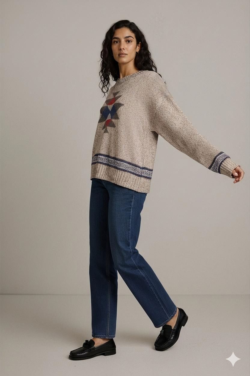 Maglioni & Felpe: Vintage Boathouse Row Wollpullover mit geometrischem Muster – Usato da Zug venduto da vinokilo