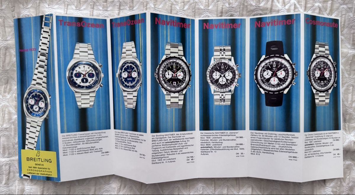 Breitling Documenti: Breitling Chronograph Watch Brochure - Autumn 1973 – Usato da Zürich venduto da 613_g8jy 2