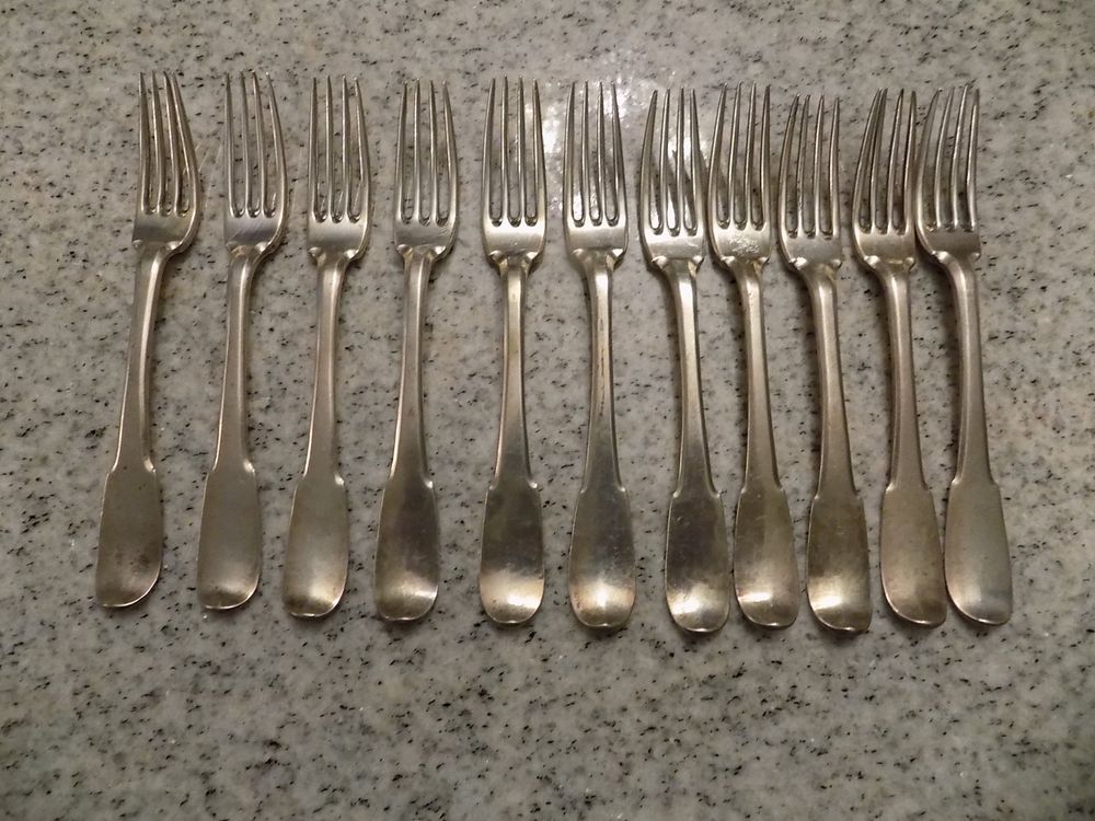 Lot De 3 Fourchettes Anciennes XVIIIe Siècle, Argent, 210g, Couverts D'époque