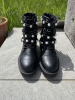 Bottines noires cloutées de perles, style motard, taille 38