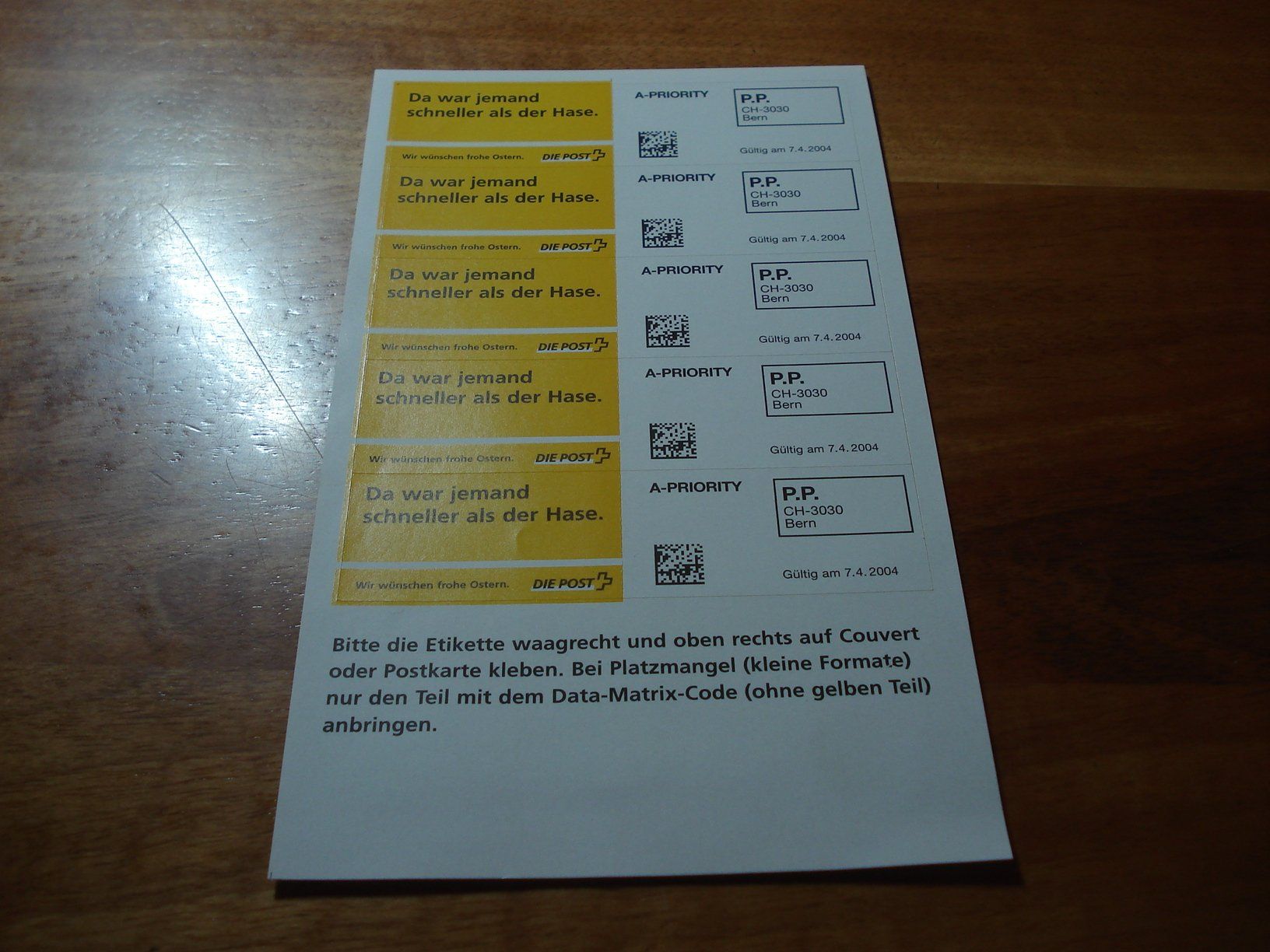 Tous les timbres: Bogen Ostermarken 2004, ungelaufen – D'occasion à Niederwil AG par morostahu