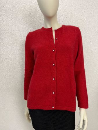 Possum Damenjacke mit Swarovski-Knöpfen rot M