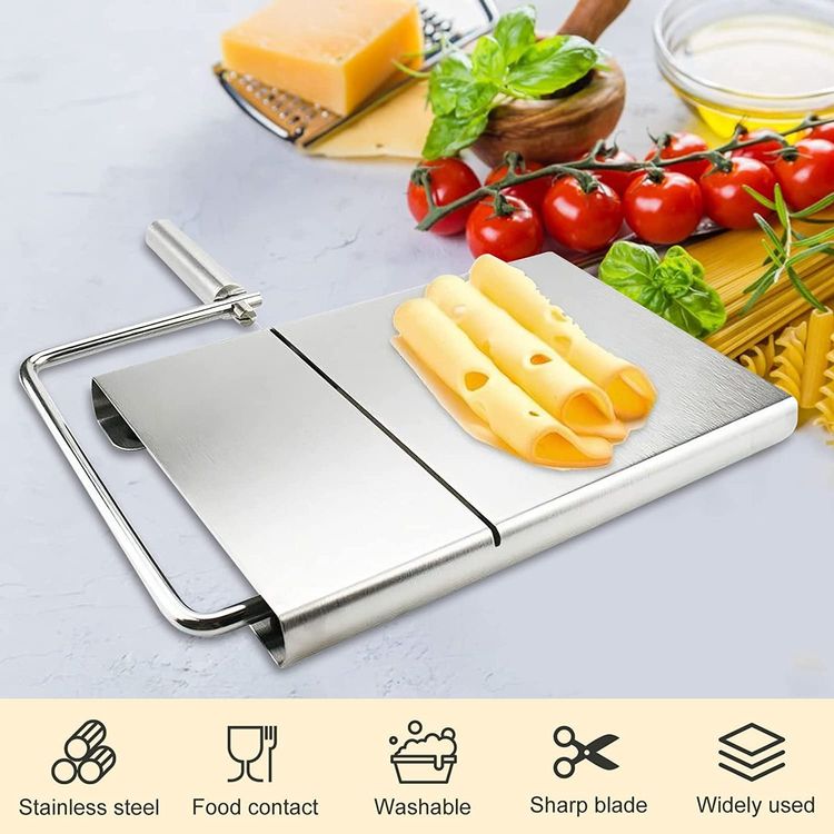 Käseschneider Mit Draht – 3-teiliges Set Aus Edelstahl, 60 Cm, Für Weichen & Harten Käse