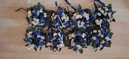 10 Kerzenkränze Gestecke Blau Beige Deko Hochzeit Tischde...