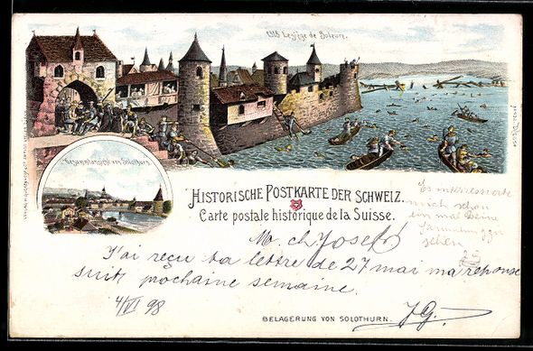 Cartes postales: Litho Solothurn, Belagerung von Solothur – D'occasion à Berlin par bartko-reher