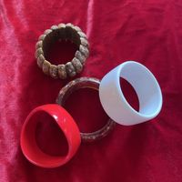 1950s 60s Vintage Bangles white red brown and lucite swirl 