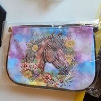 DIAMOND PAINTING KLEIN UMHÄNGE TASCHE MOTIV PFERD UND BLUMEN