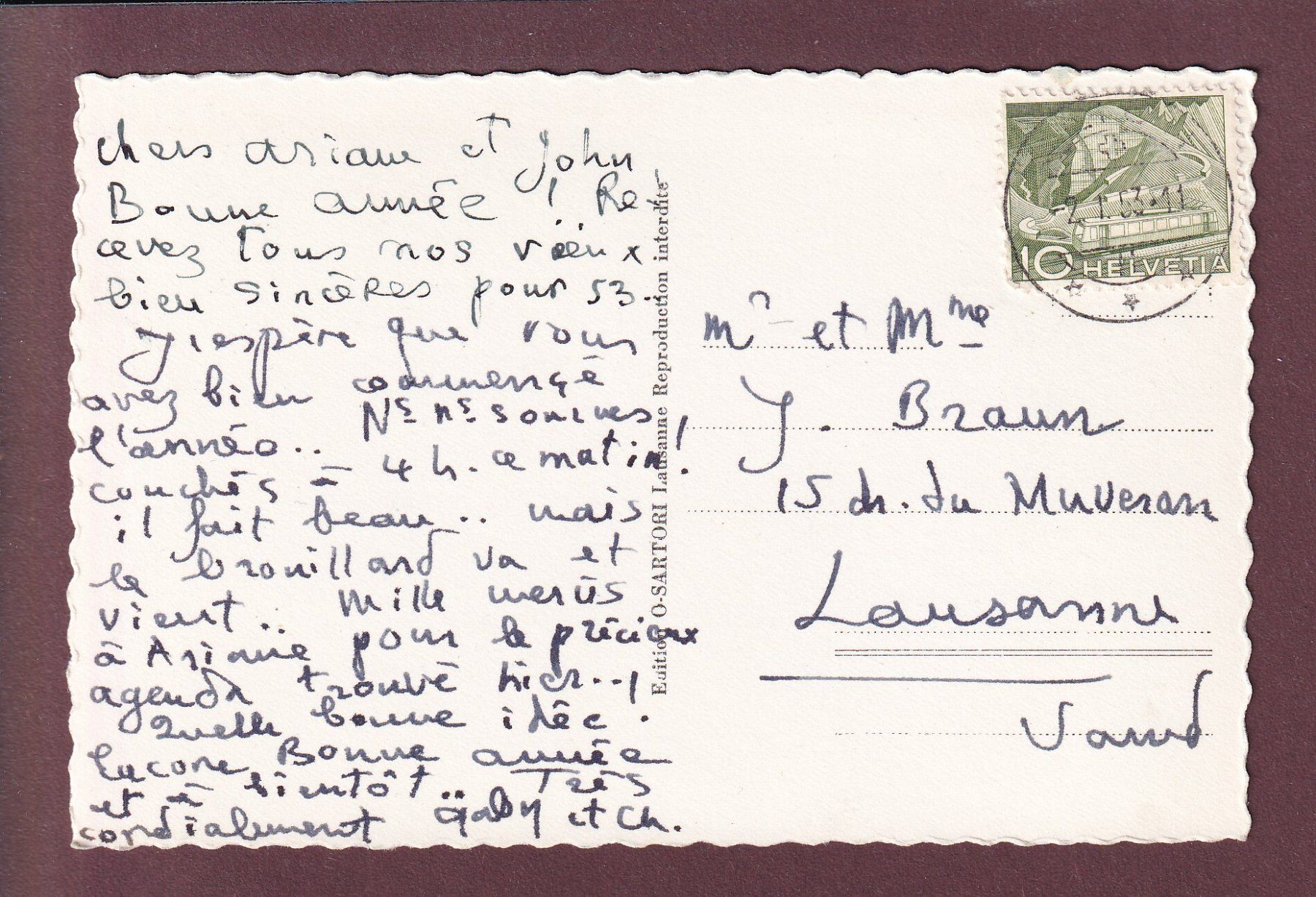 Ansichtskarten: Bords du LEMAN sous la neige - 1953 – Gebraucht aus Pully von nicecards 1