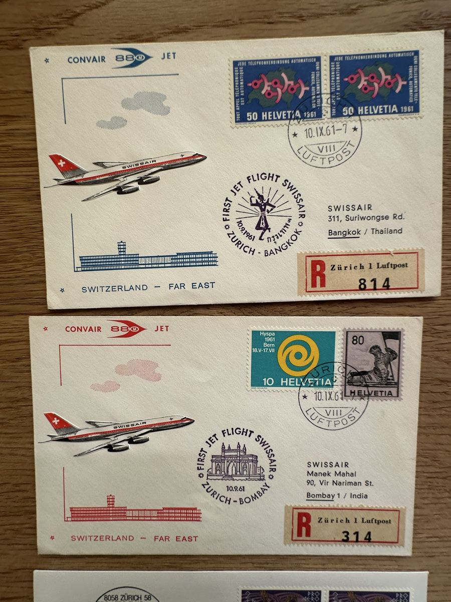 Tutti i francobolli: Schweiz - 14x LUFTPOST ab 1961 – Usato da Schmitten / FR venduto da Samsara169 1