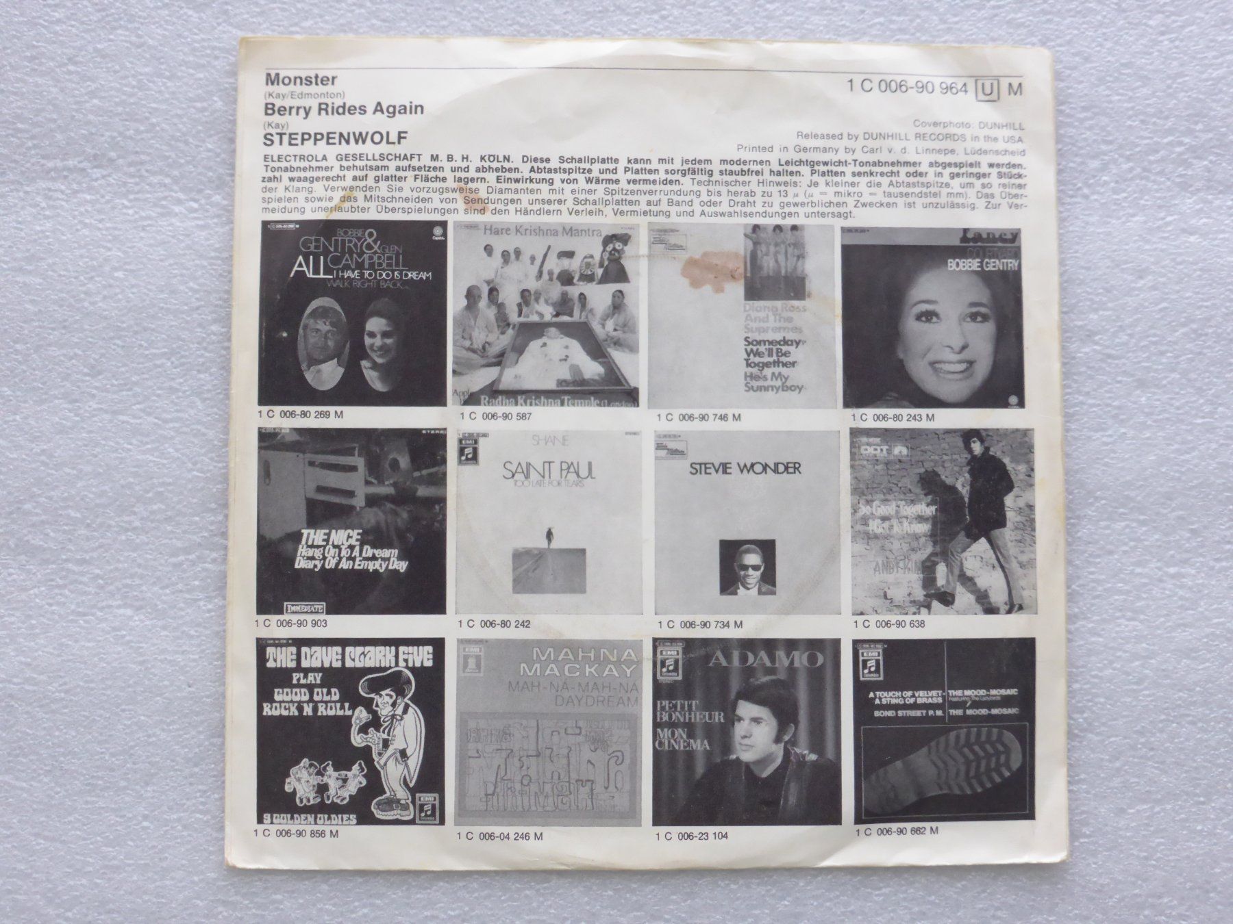 Schallplatten: Vinyl Single  STEPPENWOLF – Gebraucht aus Küssnacht am Rigi von Mondkinder 3