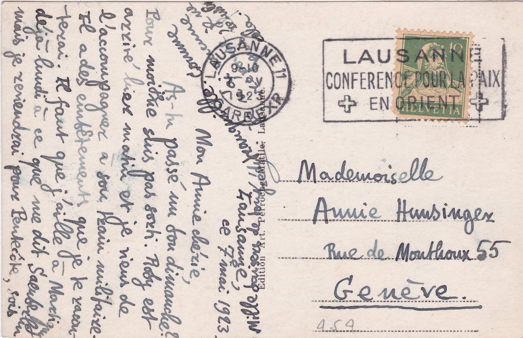 Cartoline postali: Lausanne La Gare 1923 – Usato da Herisau venduto da Lisegrat2008 1
