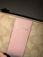 Coach Wristlet Beige Pink Monogram Canvas Good Condi