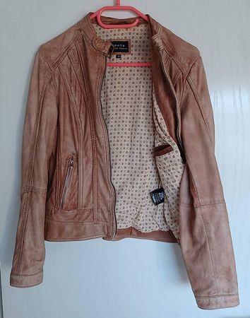 Lederjacke im Blouson-Stil, Gr. 38, nature