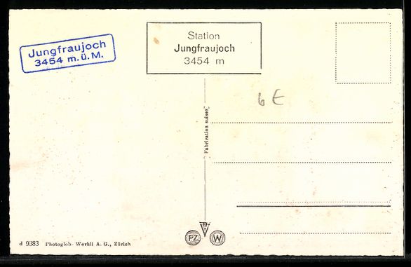 Ansichtskarten: Jungfraujoch, Wengernalpbahn mit Jungfra – Gebraucht aus Berlin von bartko-reher 1