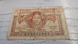 Tresor Francais 5 Francs besetztes Gebiet 1944 Banknote