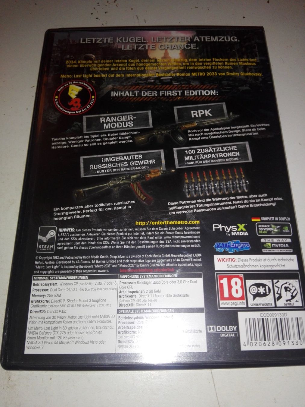 Giochi: Metro Last Light PC uncut First Edition mit Ranger Modus (DE – Usato da St.Gallen venduto da elk2022 3