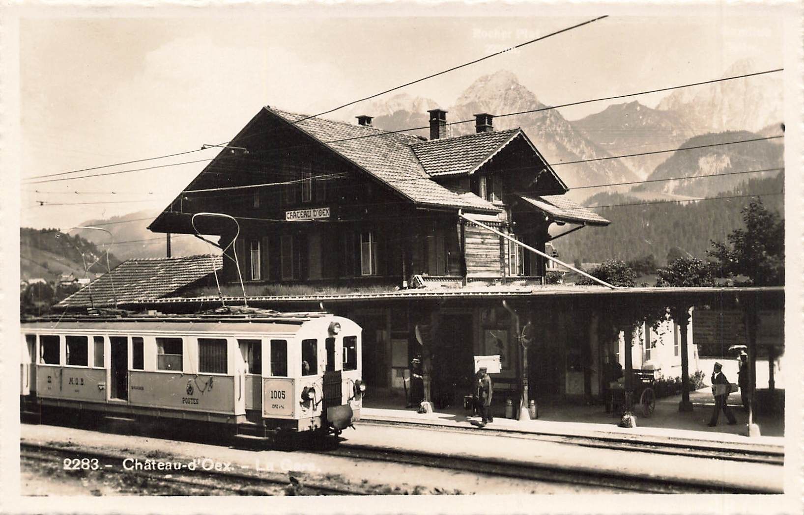 Cartoline postali: Château d'Oex VD Bahnhof mit MOB Triebwagen – Usato da Biasca venduto da Blenio71