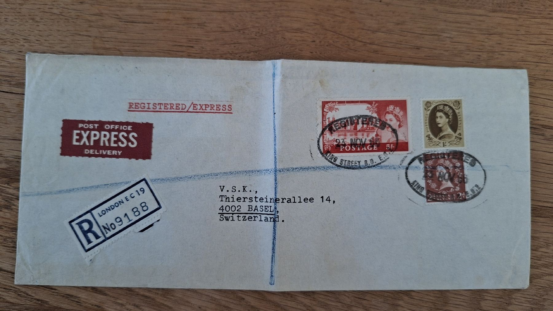 Tutti i francobolli: Enveloppe postale Londres Bâle 1966 recommandé état usagé – Usato da Court venduto da sch_99mz