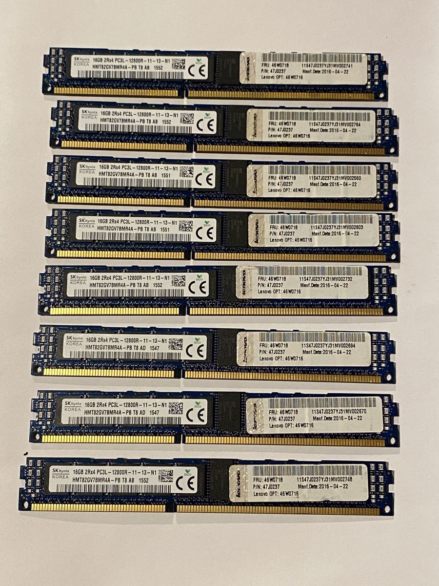 Memoria / RAM: 8x SK hynix 16GB DDR3L ECC Registered Server RAM – Usato da Dotnacht venduto da 007ym