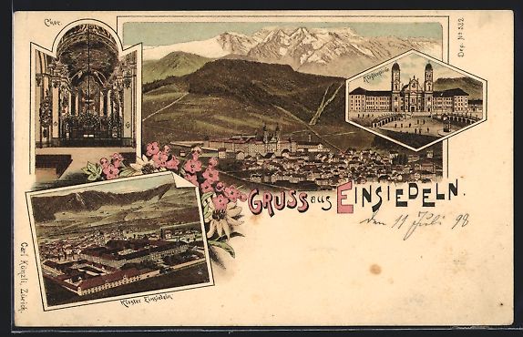 Cartes postales: Litho Einsiedeln, Kloster Einsiedeln, Kl – D'occasion à Berlin par bartko-reher