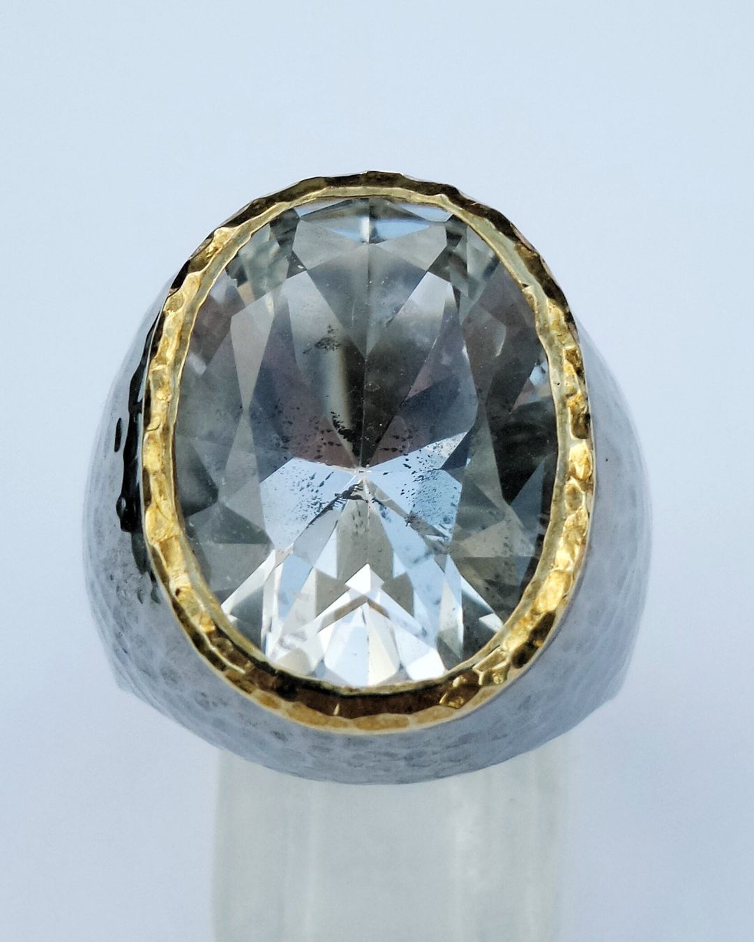 Anelli: Ring Silber mit grossem weissen Topas Stein neu – Nuovo (secondo la descrizione) da Zürich venduto da Bieter04 8