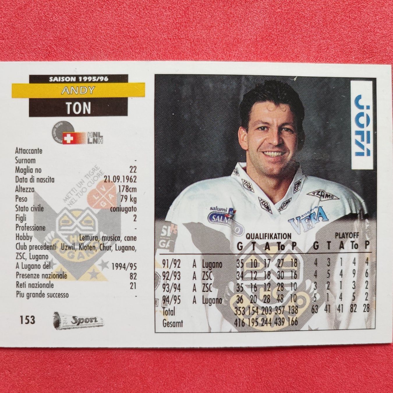 Carte collezionabili: Andy Ton - HC LUGANO - 1995/96 – Usato da Dübendorf venduto da kb86_MOVIE 1