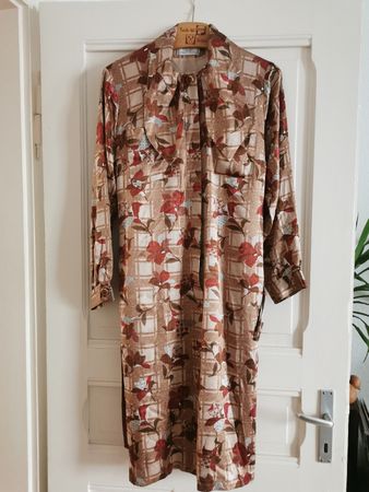 Vintage Seidenkleid/ retro Morgenmantel 100%Seide Peter Hahn