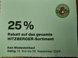 Gutschein Hitzberger 25% Rabat