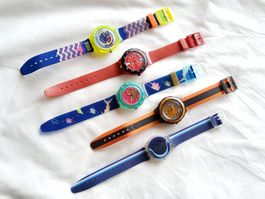 Lot de cinq montres bracelet Swatch 