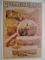 Werbeplakat auf Postkarte der Gürbenthal-Bahn Bern-Thun
