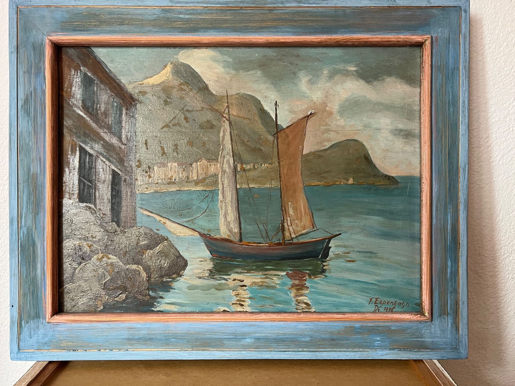 Dipinti: Segelboot auf See, blau in blau – Usato da Zürich venduto da Girasole232 1