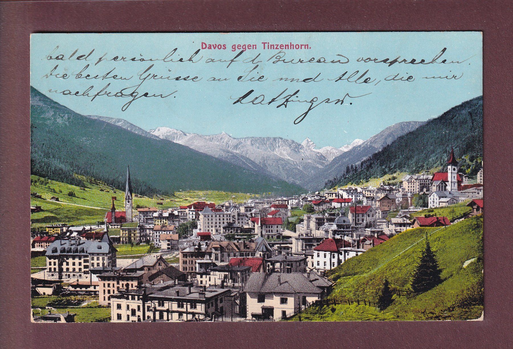 Ansichtskarten: DAVOS - Tinzenhorn - 1908 – Gebraucht aus Pully von nicecards