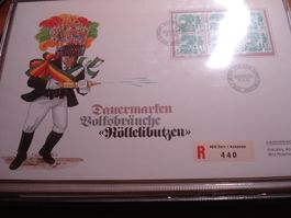 FDC Grossbrief 1982, 6erblock "Röllelibutzer" Volksbräuche
