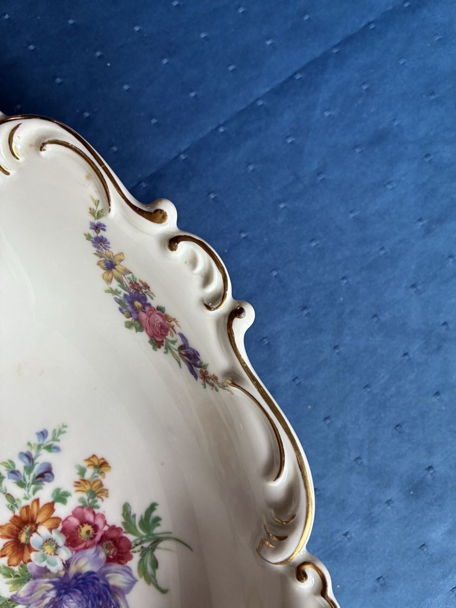 Seltmann Schalen: Seltmann - Fussschale oval mit Blumendekor  – Gebraucht aus Dornach von Rosengarten 2