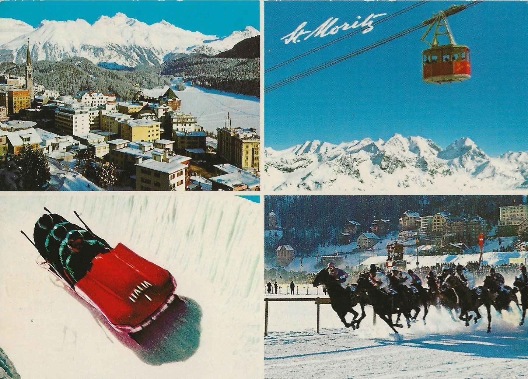 Ansichtskarten: St. Moritz,Wintersport,Bob,Pferderennen – Gebraucht aus Frauenfeld von Merk52