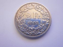 2 Fr. 1903 silber  -vorz gute Erhaltung  sehr rar
