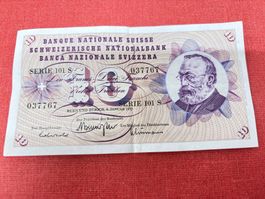10 Franken Banknote 1977 wenig gebraucht TOP