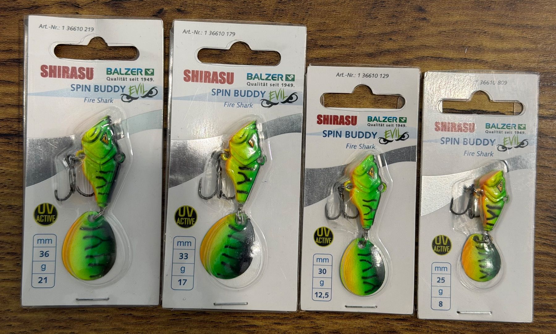 Köder: Balzer Spin Buddy Evil - Jig-Spinner 4er Set - 8-21 gr – Neu und originalverpackt aus Widnau von Fishingtackle_Oggy