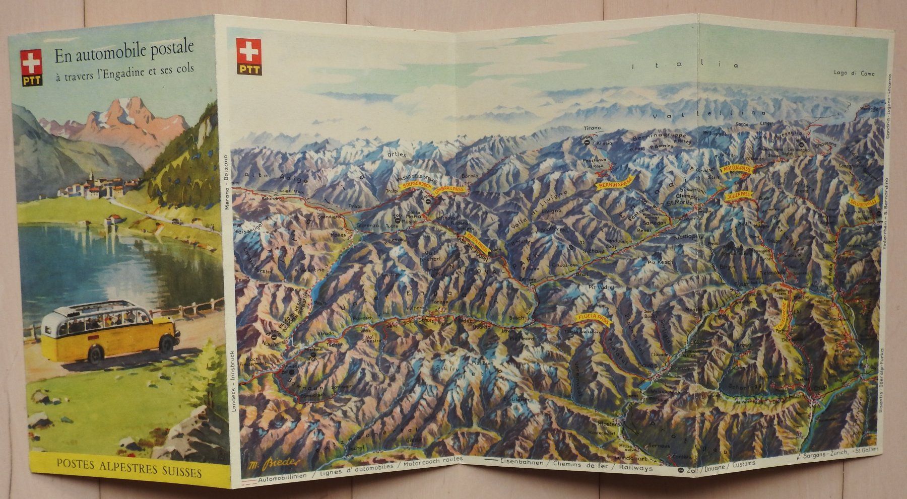 Documenti: Engadin Postauto-Prospekt, 50er Jahre, Vintage – Usato da Uznach venduto da killroy99 1