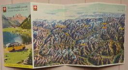 Engadin Postauto-Prospekt, 50er Jahre, Vintage
