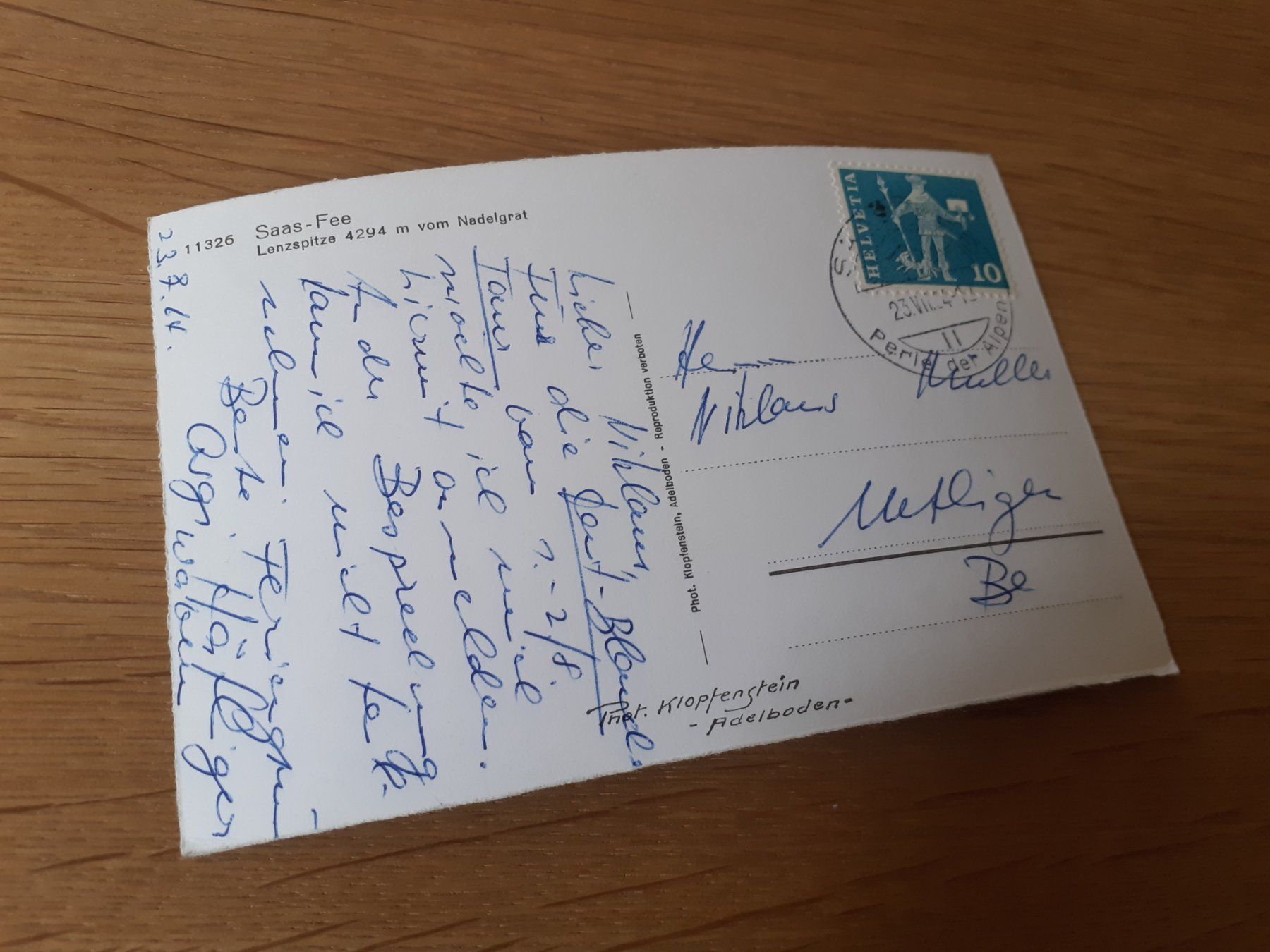 Cartoline postali: SAAS FEE - LENZSPITZE - 1964 - UETLIGEN – Usato da Winterthur venduto da Ornyx7 1