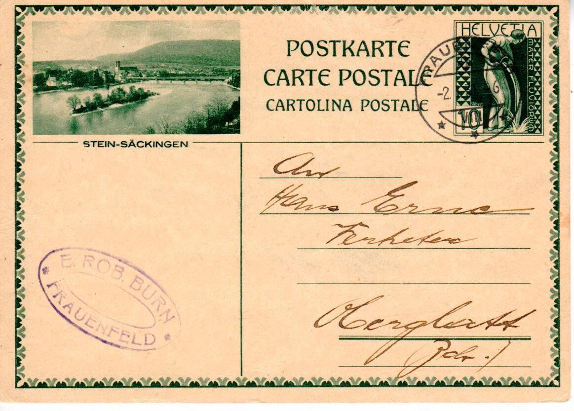 Tutti i francobolli: Bildpostkarte, Stein - Säckingen – Usato da Wolhusen venduto da Curver9